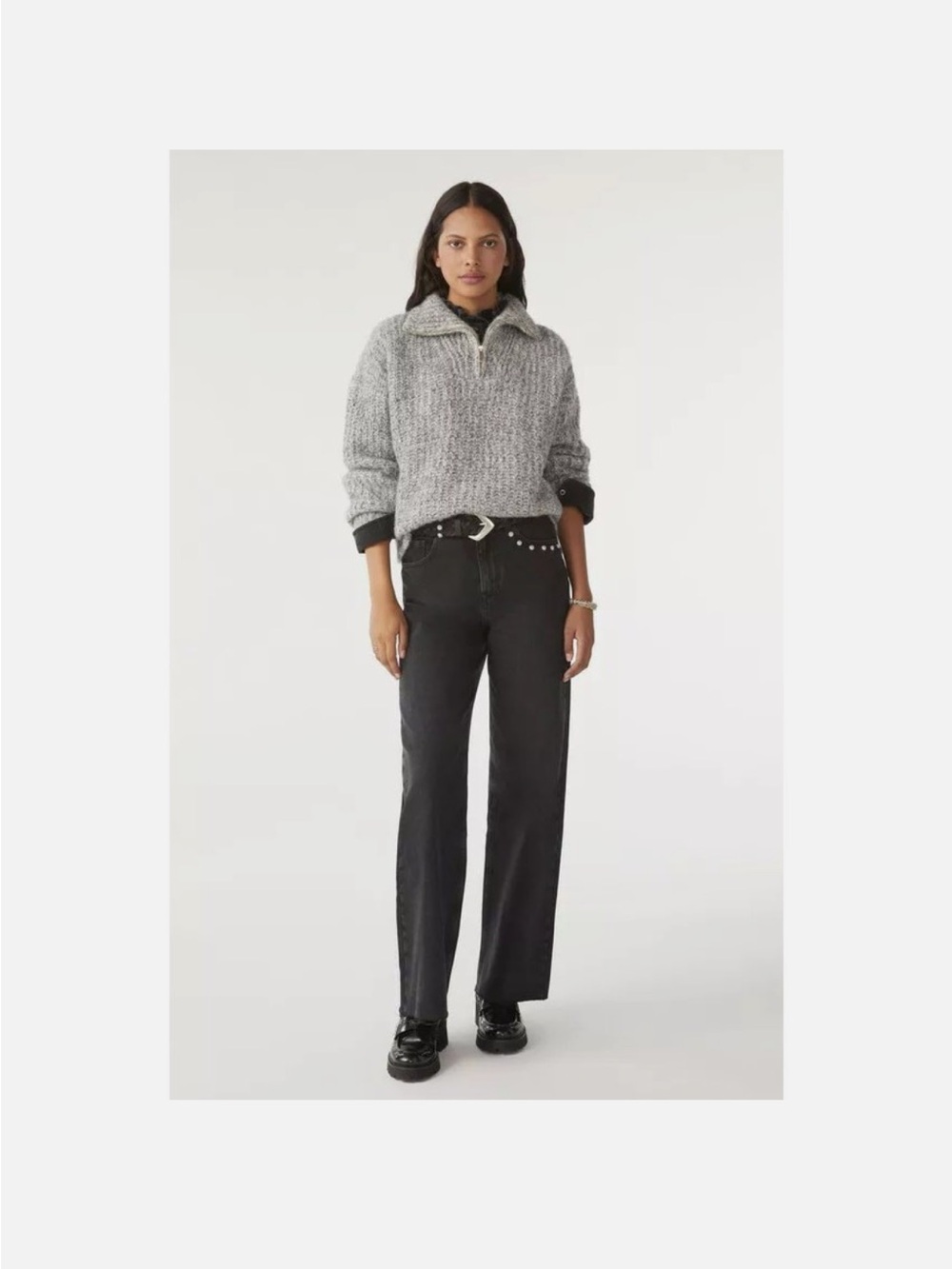 Ba&sh Black Wide-Leg Women’s Jeans with Stud Detail